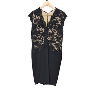 Reem Acra Black Lace Cocktail Dress | Designer | Nude Illusion